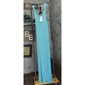 Miken Womens Metallic Mesh Tank Dress Cover Up I9979Q059 Sugar Blue L